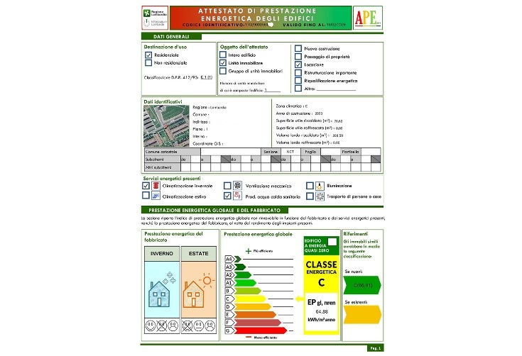 Attestato prestazione eneregetica